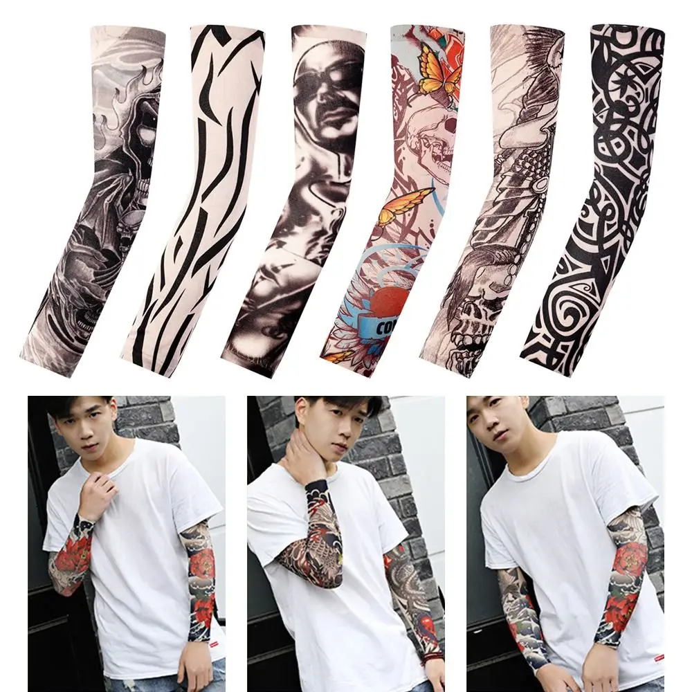 Elastic Sun Protection Arm Warmer, Tattoo mangas, mangas compridas, ciclismo Sports, 6pcs