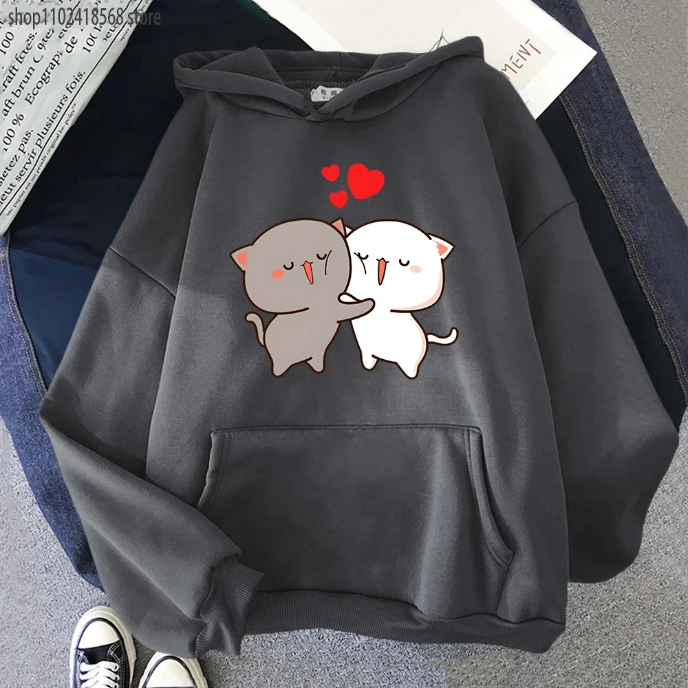 Peach And Goma Mochi Cat Hoodies Cute Graphic Print Sweatshirt Women/Men Harajuku sudaderas Long Sleeve Pullovers Cartoon Tops