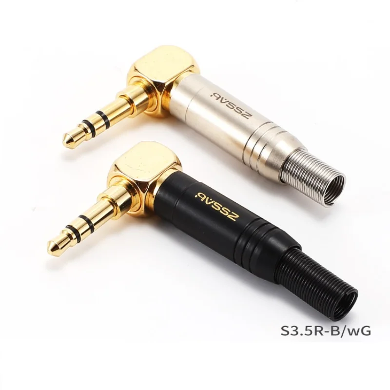 1Pcs 3.5mm gold-plated 90-degree bend stereo earphone plug L-shaped elbow right-angle DIY welding connector for mobile S3.5-BG