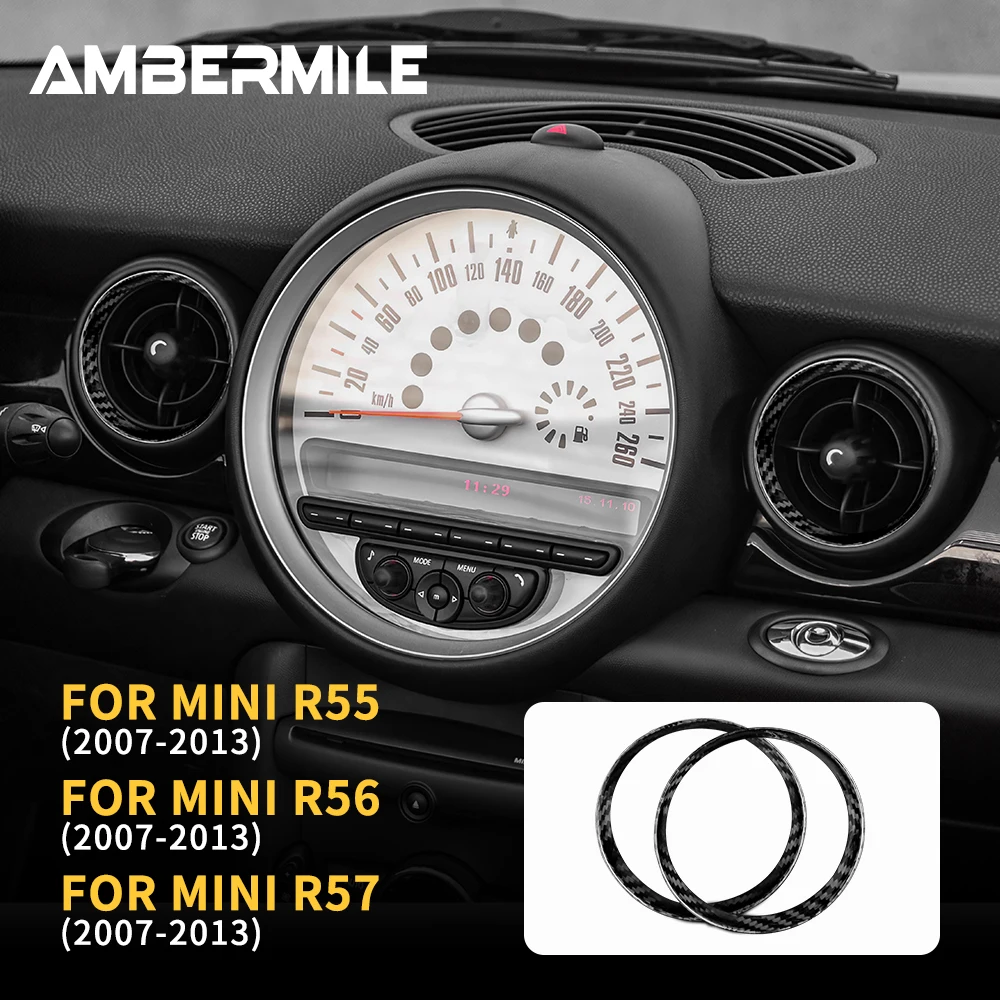 

For Mini Cooper R55 R56 R57 2007-2013 Center Console Air Outlet Vent Frame Circle Interior Trim Real Hard Carbon Fiber Sticker