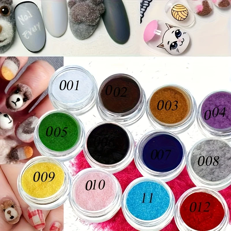 A Set of 12 Plush Velvet Nail Powder Jars for Stylish and Artistic Nail Decorations, Perfect for Fall and Winter Nail Art, Creat