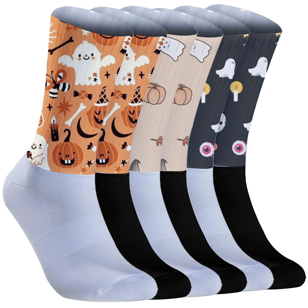 Chaussettes de sport coordonnantes pour hommes et femmes, chaussettes de course, compression ciblée, Halloween, cyclisme, football, basket-ball, nouveau