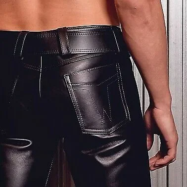 Fashion men\'s leather pants locomotive punk style pants for men winter mens clothes plus size mens pants