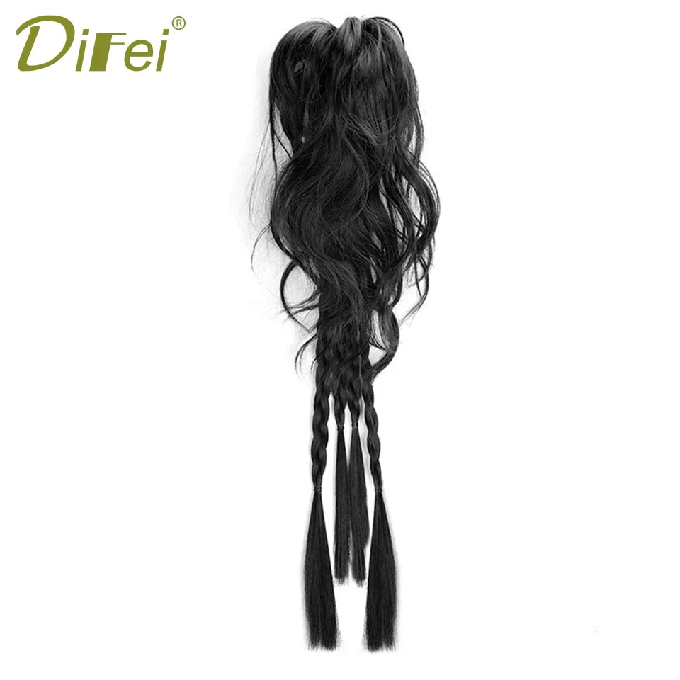 DIFEI Boxing Braid High Ponytail Synthetic Wig Female Millennium Spice Girl High Ponytail Boxing Braid Wig Half Ponytail Wig