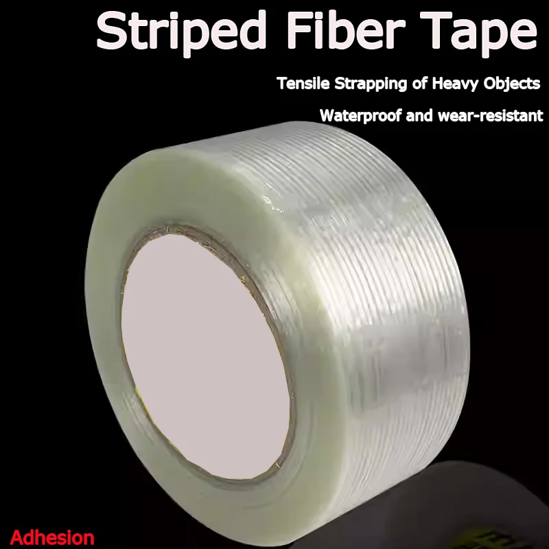 

Single-Sided Striped Fiber Tape, Strong, Residue-Free, High-Temperature Resistant, Waterproof, for Heavy-Duty Binding and Securi