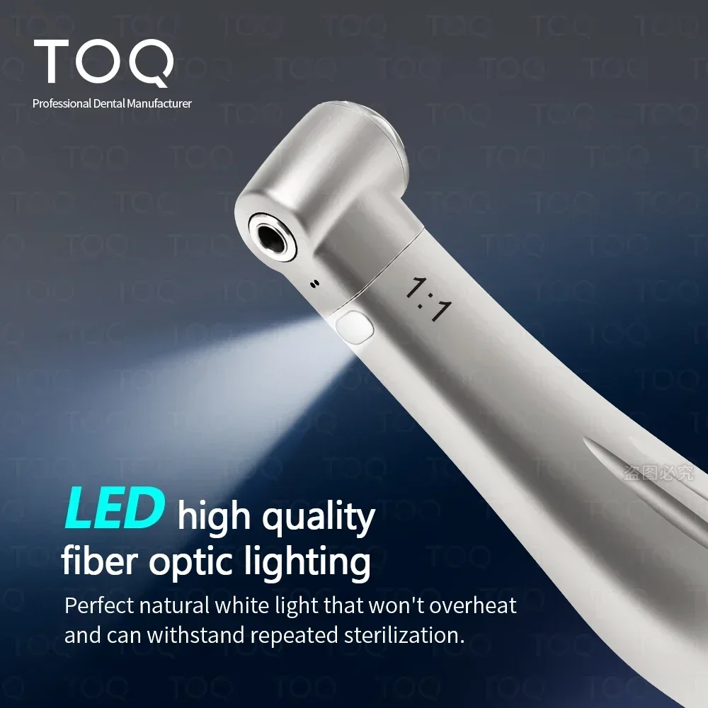 Dental 1:1 Fiber Optical LED Contra Angle Low Speed Handpiece Blue Ring Air Turbine fit for Electric Micromotor Dentist Handpiec