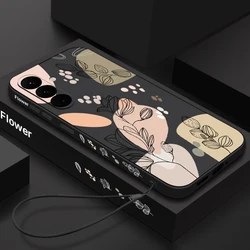 Creative Flower Lanyard Case For Samsung Galaxy S24 S25 S23 S22 Ultra S21 S20 FE A56 A52 A53 A54 A15 A35 A55 5G Soft Cover Coque
