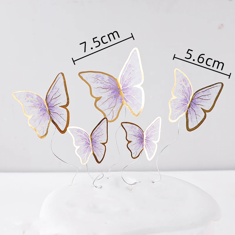 Happy Birthday Decorative Butterflies for Party Cake Decoration Princess Girl Wedding Cake Toppers Dessert Butterfly Decor 3d