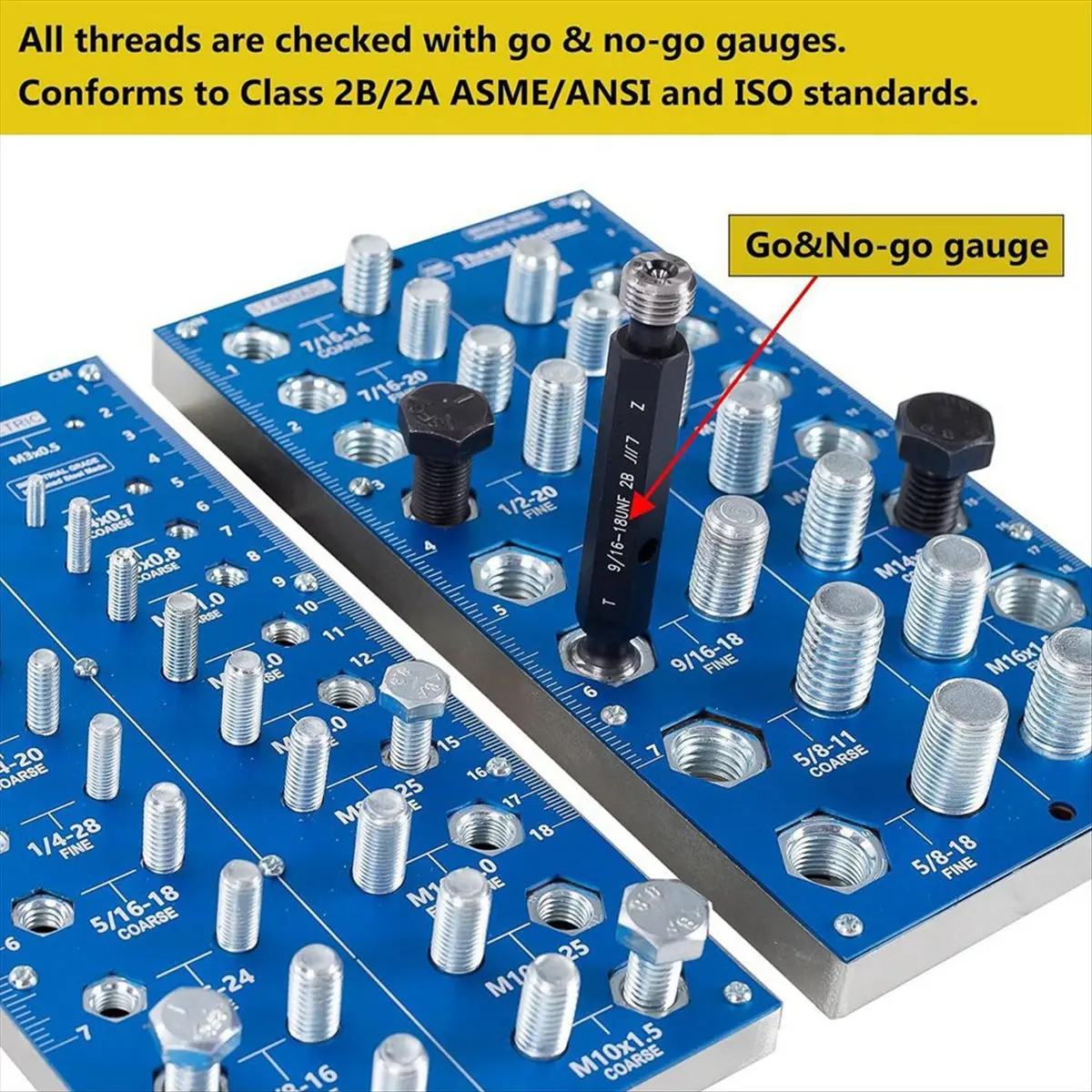 A72P Bolt & Gauge Standard & Metric Coarse & Fine Diameter, Length & Thread Pitch (Blue)