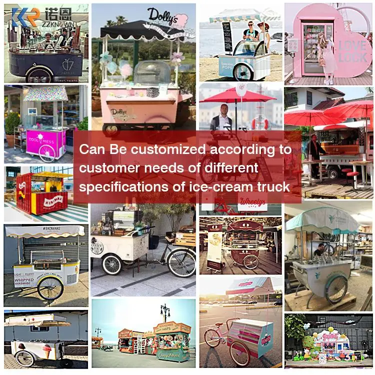 OEM Hot Sale Electric Outdoor Gelato Kiosk Mobile Food Truck Italian Popsicle Ice Cream Bike Cart With Freezer For Sale