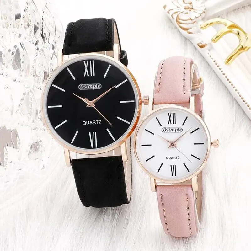 2PCS Fashion Couple Set Watches Luxury Men Women Business Casual Quartz Watch Simple Leather Wristwatch Relogio Feminino