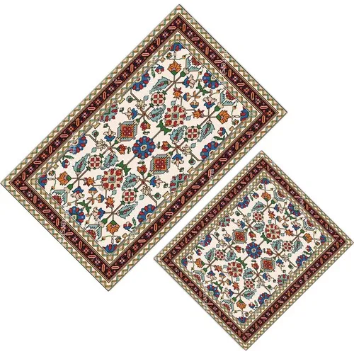 Cici Design Coffee Tone Ethnic Classic Rug Pattern Toilet Seat Takımı-60x100-50x60