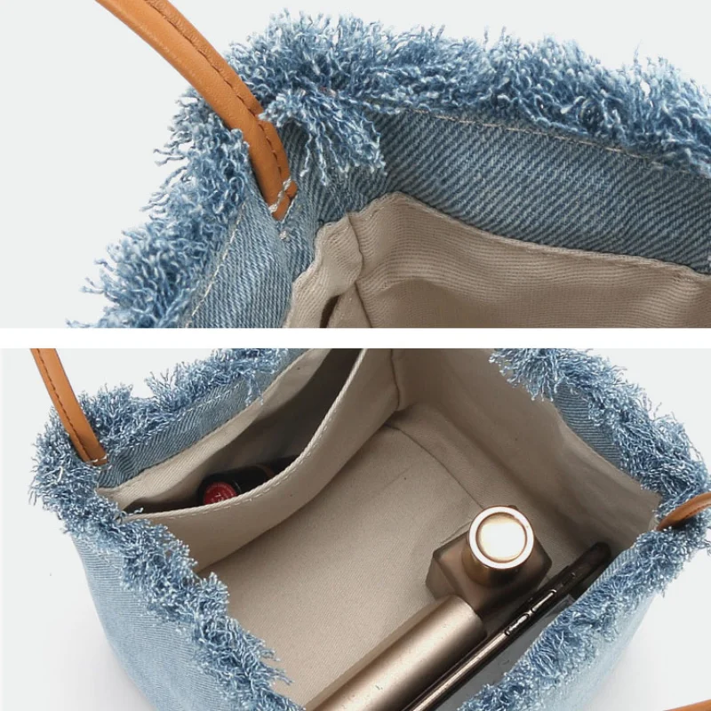 Denim borse con manico superiore moda donna grande capacità Design retrò borse All-match femminile Chic Casual portatile Hasp Totes Ins