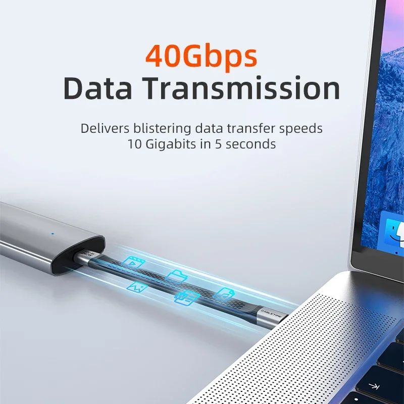 كابل CABLETIME USB4 من النوع C 40 جيجابت في الثانية 8K 60 هرتز USB C إلى النوع C كابل قصير PD 240 وات لـ Thunderbolt 3/4 iPhone 15 Pro Max C513