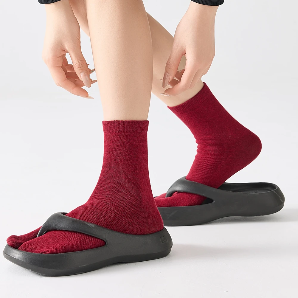 5 Pairs Candy Color Toe Socks Women High Quality Cotton Two Finger Socks Cute Kawaii Japanese Korean Crew Socks