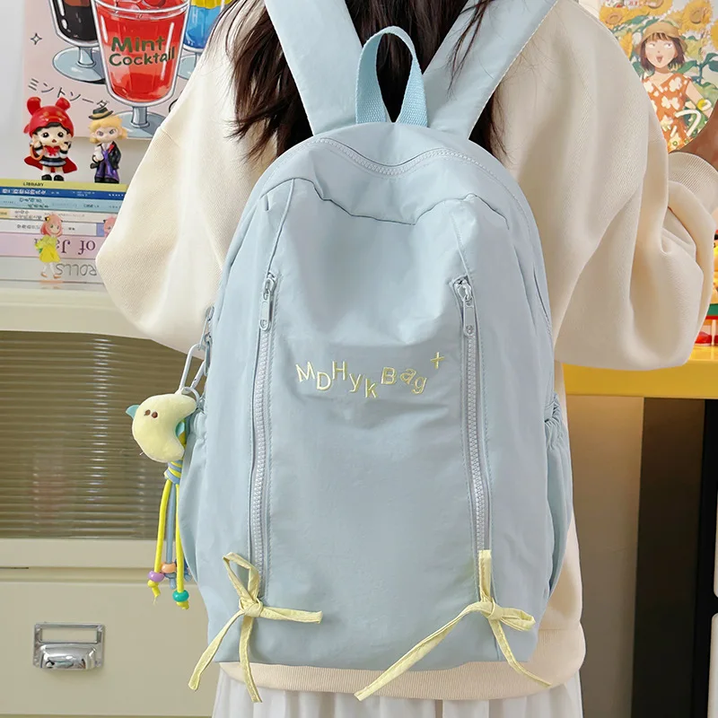 

HAEX Casual Nylon Women Backpacks 2025 Students Large Capacity Commute Laptop Mochilas Para Mujer Concise Candy Color Bag Female