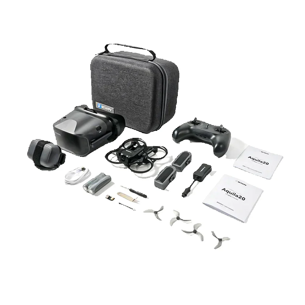 Zestaw BETAFPV Aquila20 FPV: nadajnik radiowy LiteRadio 4 SE, wygodne gogle FPV VR04 i niesamowity czas lotu 10 minut dzięki temu RC quadcopterowi FPV. — 2