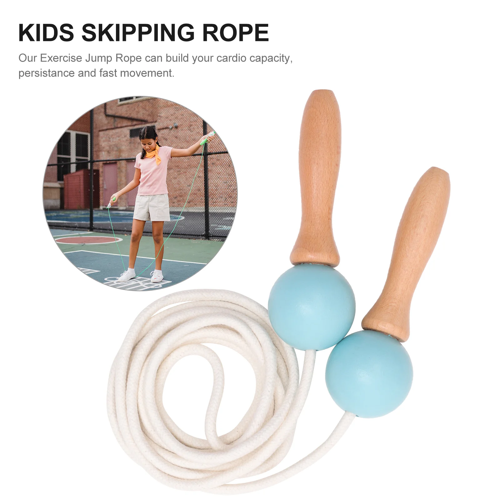 Roping Exercise Jump Rope Children’s Wear-resistant Hopping Adjustable Blue