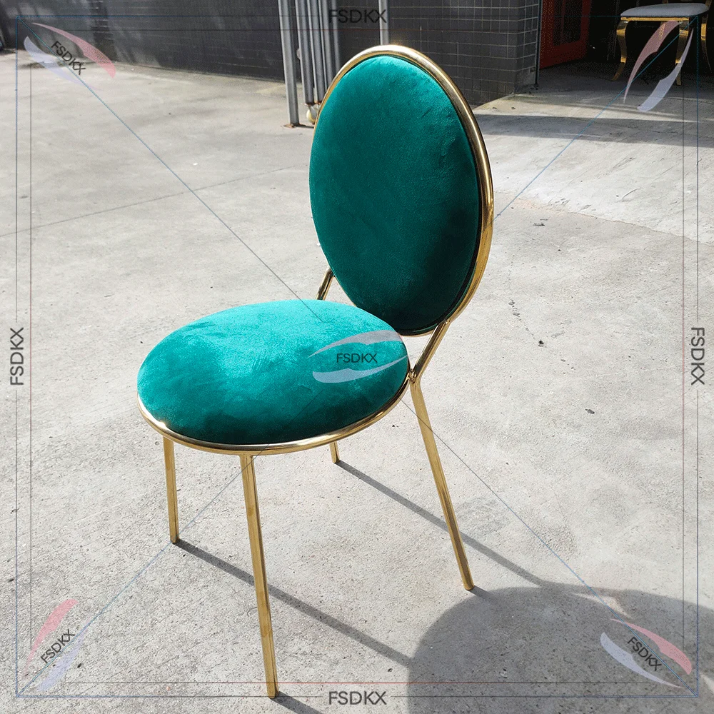 Exquisite Special high-Quality Backres Gold Stainless steel Rim Green Party Chairs