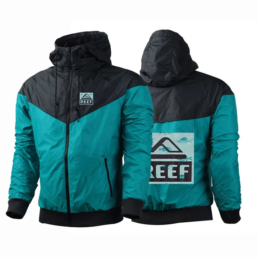 

REEF Logo Men New Spring and Autumn Thin Five-Color Stly Windproof Casual Color Matching Windbreaker Fashion Printing Coat