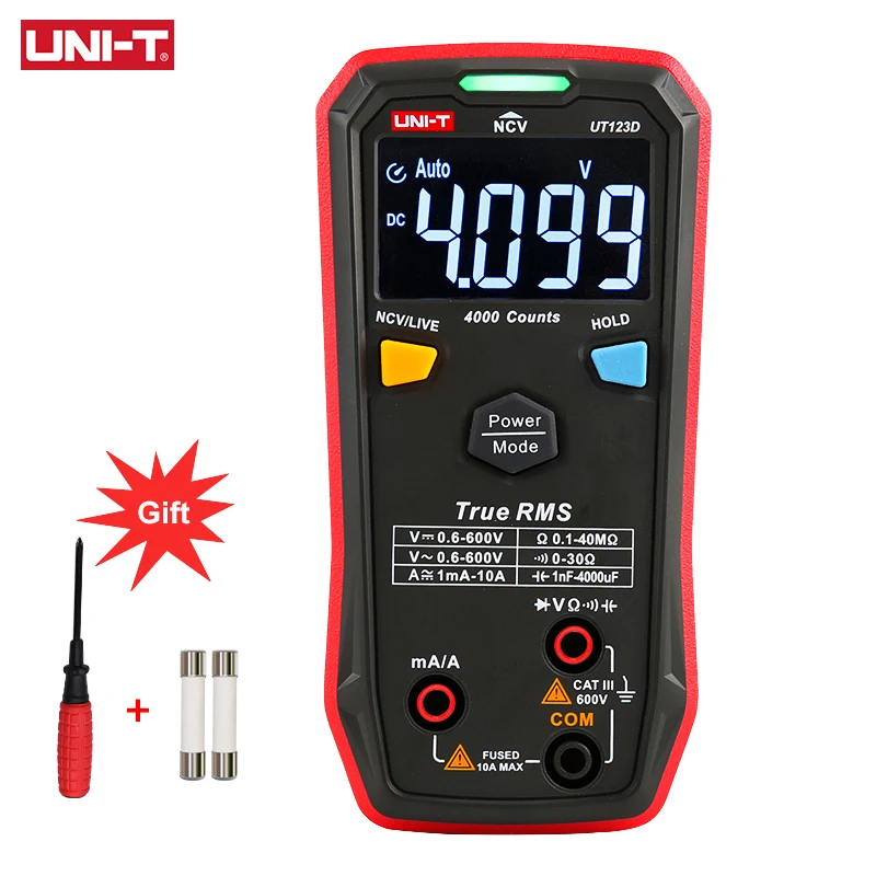 UNI-T UT123D Digital Smart Multimeter NCV EBTN Display DC/AC Current Voltage Meter Capacitance Resistance Meter Multi Tester