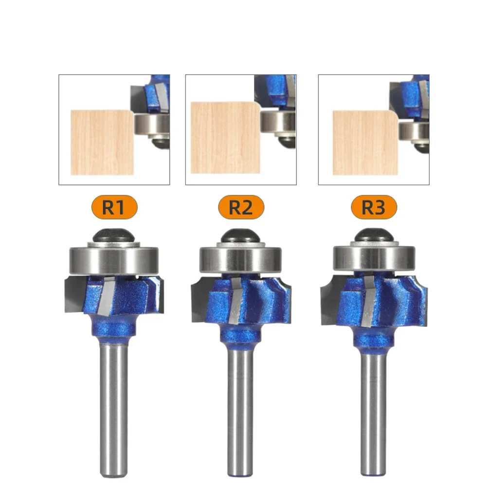 4 Teeth 4 Corner Router Bit R2 R3 Trim Edging Cutter For Wood Working With 6mm 6.35mm 8mm Shank Power Tools Accessories
