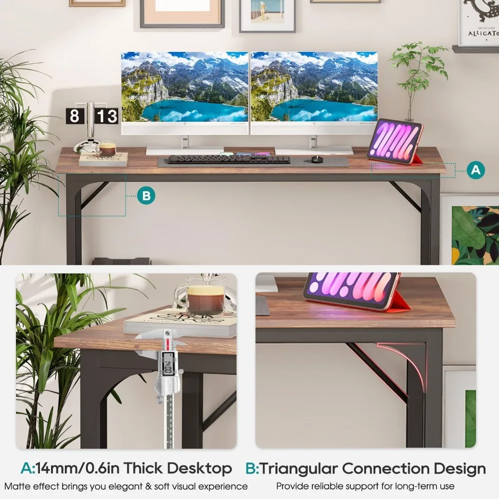 مكتب مكتب منزلي بني معاصر مقاس 47 بوصة للدراسة والكتابة