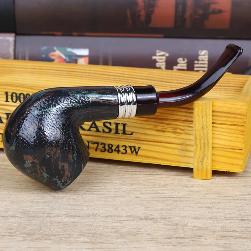 New Resin Wood Smoking Pipe Snake Scale Bent Pipes Chimney Glown Tobacco Pipe Tube Cigar Grinder Smoke For Men\'s Gifts Smoking