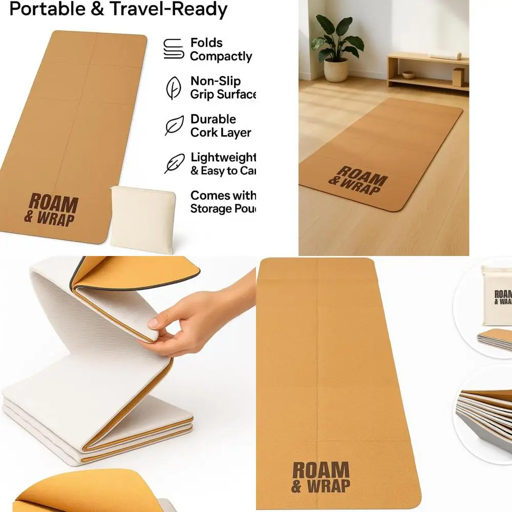 

Foldable Travel-Friendly 5mm Thick Yoga Mat - Lightweight, Packable, Easy Storage for Stretching, Yoga, Pilates - Cotton Bag Inc