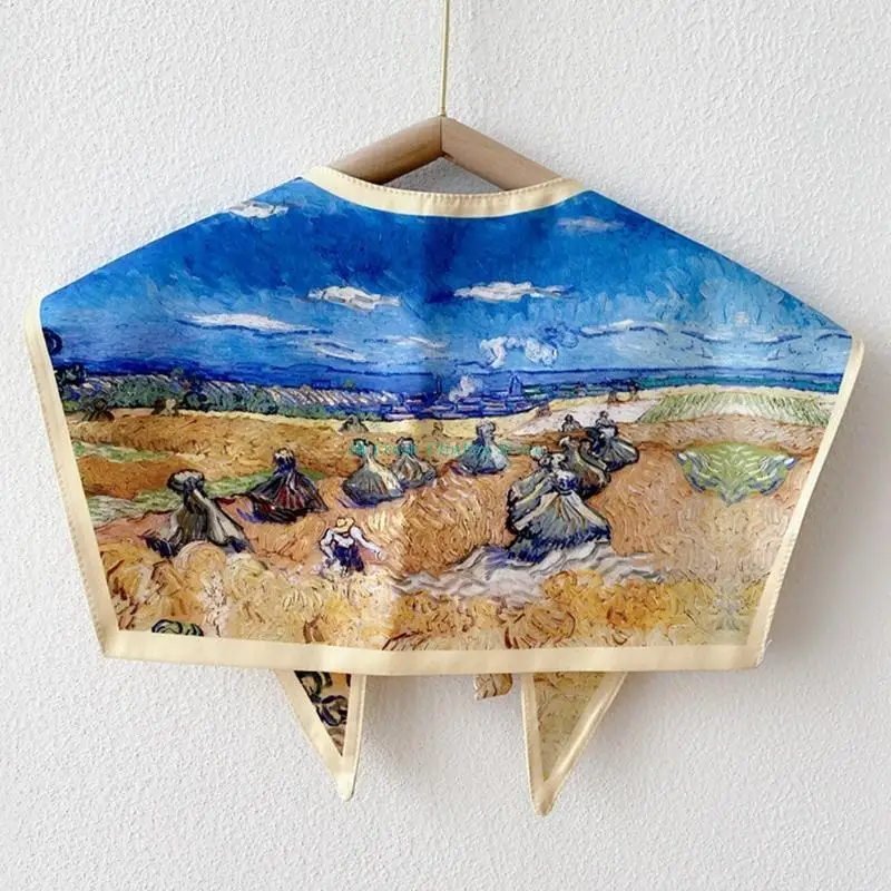 وشاح نسائي أنيق قابل للفصل من K1ME، لوحة زيتية مطبوعة، رأس شال #3