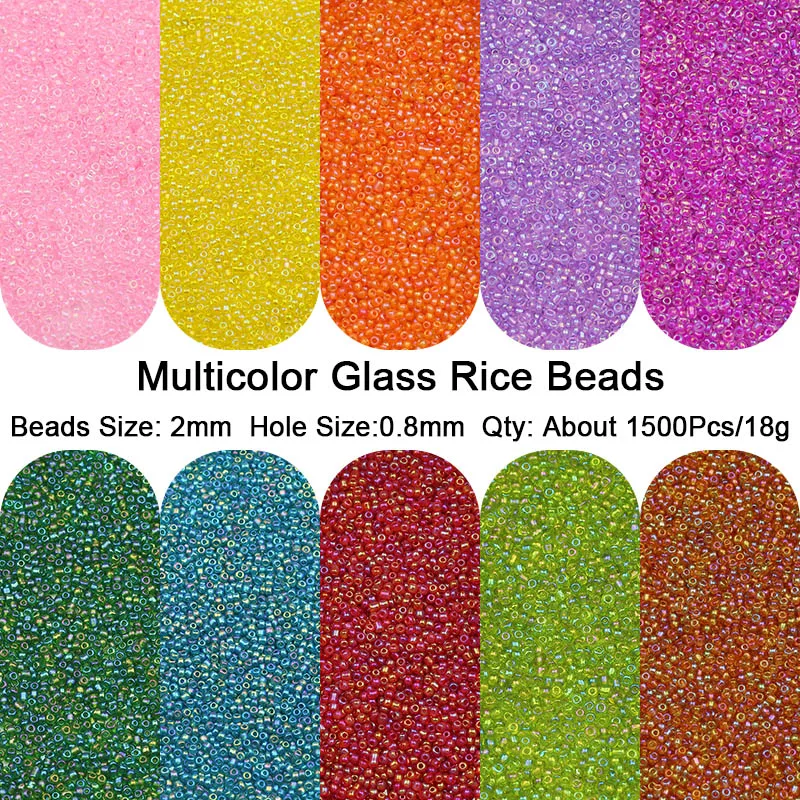 1500pcs 2mm Glass Seed Beads Small Loose Waist Beads For Jewelry Making Pendants Bracelets Necklaces Earrings Accessories