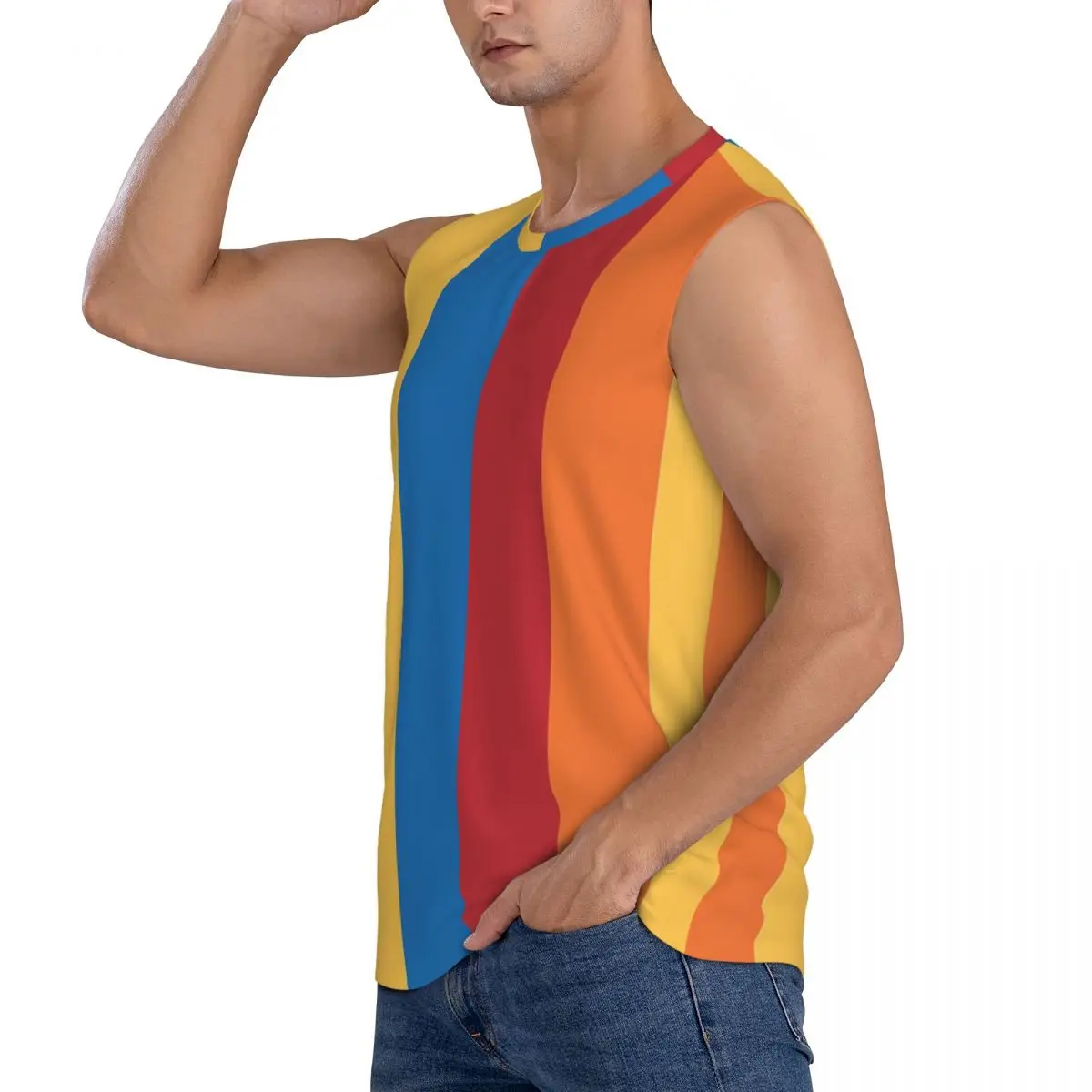 Wally Darling Stripes Men Sleeveless Tank Tops Quick Dry Breathable Gym Fitness Running Summer Casual Sport Vest