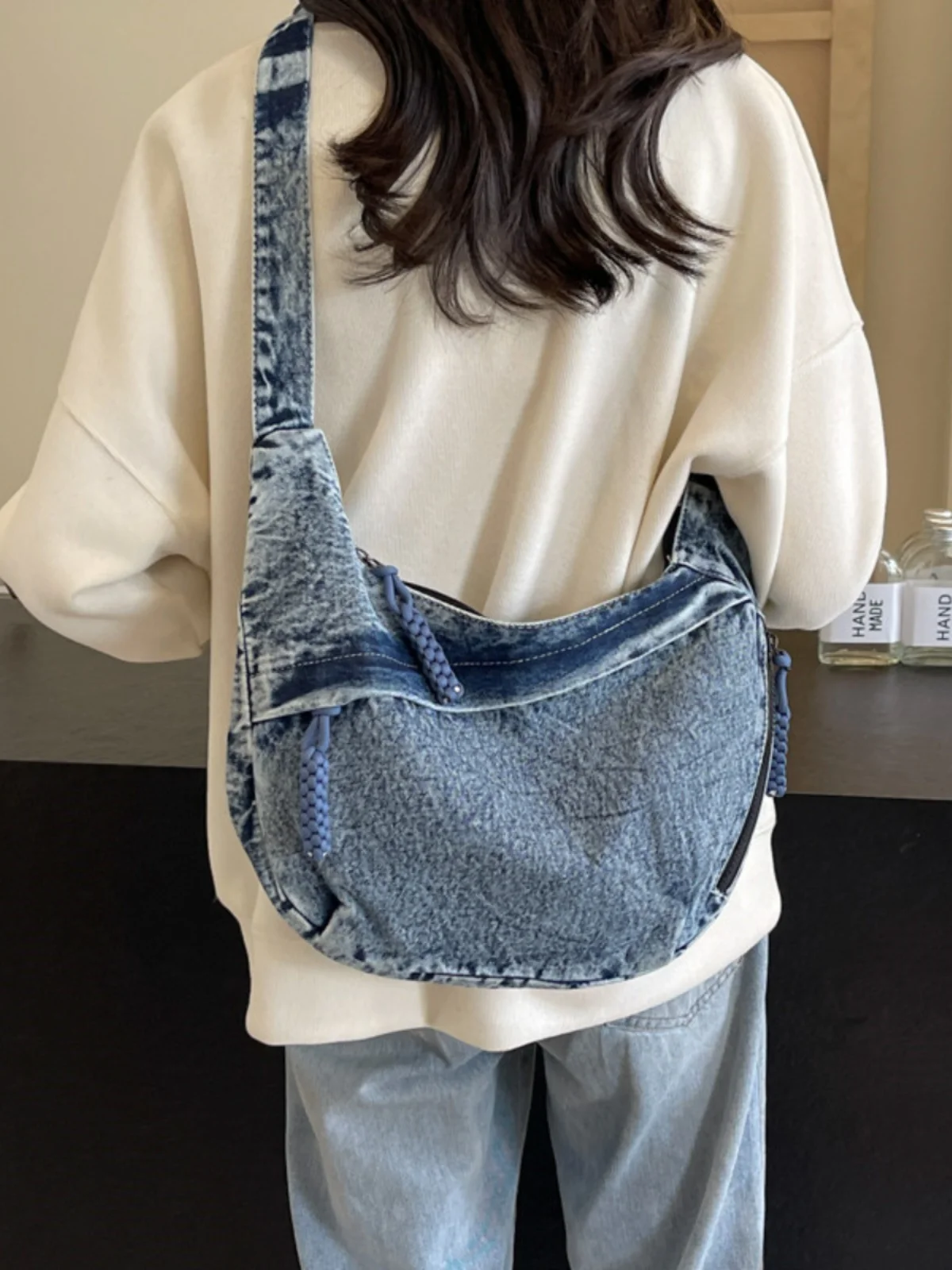 

Street Sle Korean Version Single oulder Bag Casual Simple Faion Denim Women's Bag 2024 New Model Trendy And Elely