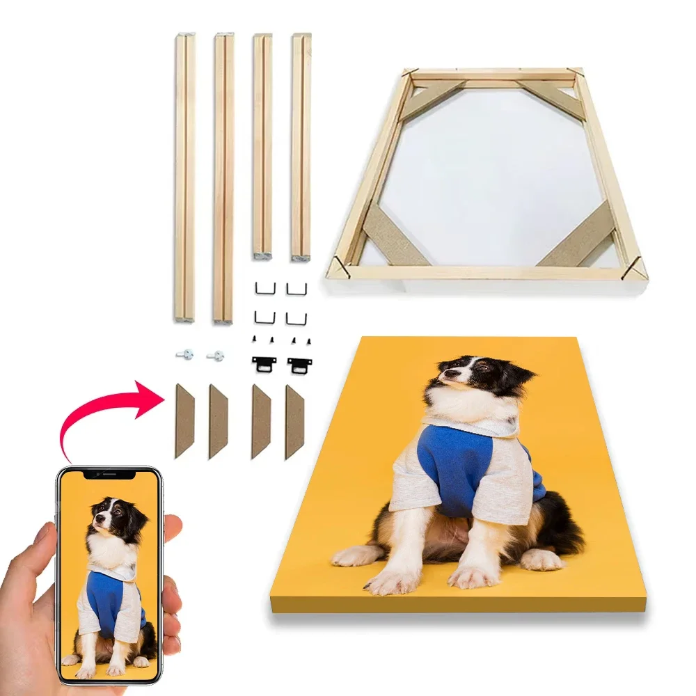 Custom Pet Photo Canvas Print Personalized Dog Cat Portrait Wall Art Customized Picture Canvas Painting Home Decor Pet Memorial view 6