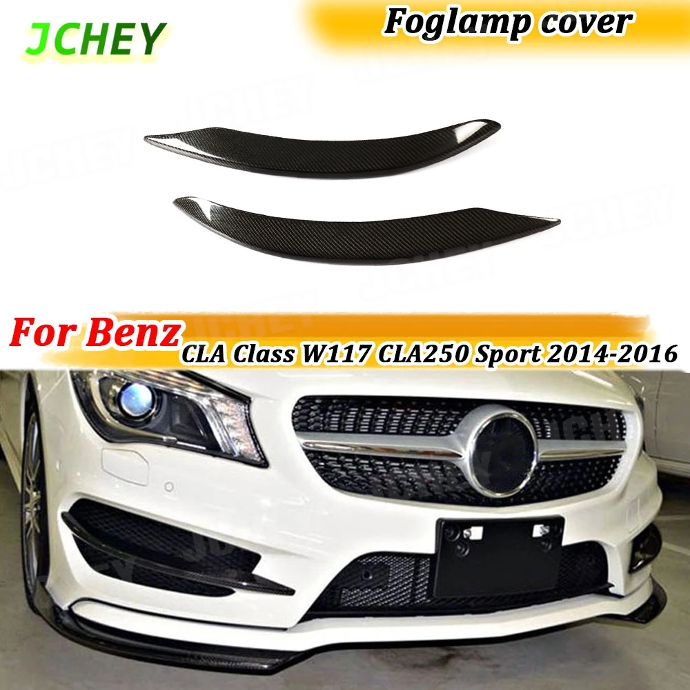 

JCHEY Carbon Fiber /ABS Front Bumper Air Vent Middle Trim Strip Fog Lamp Canards For Benz CLA Class W117 CLA250 Sport 2014-2016