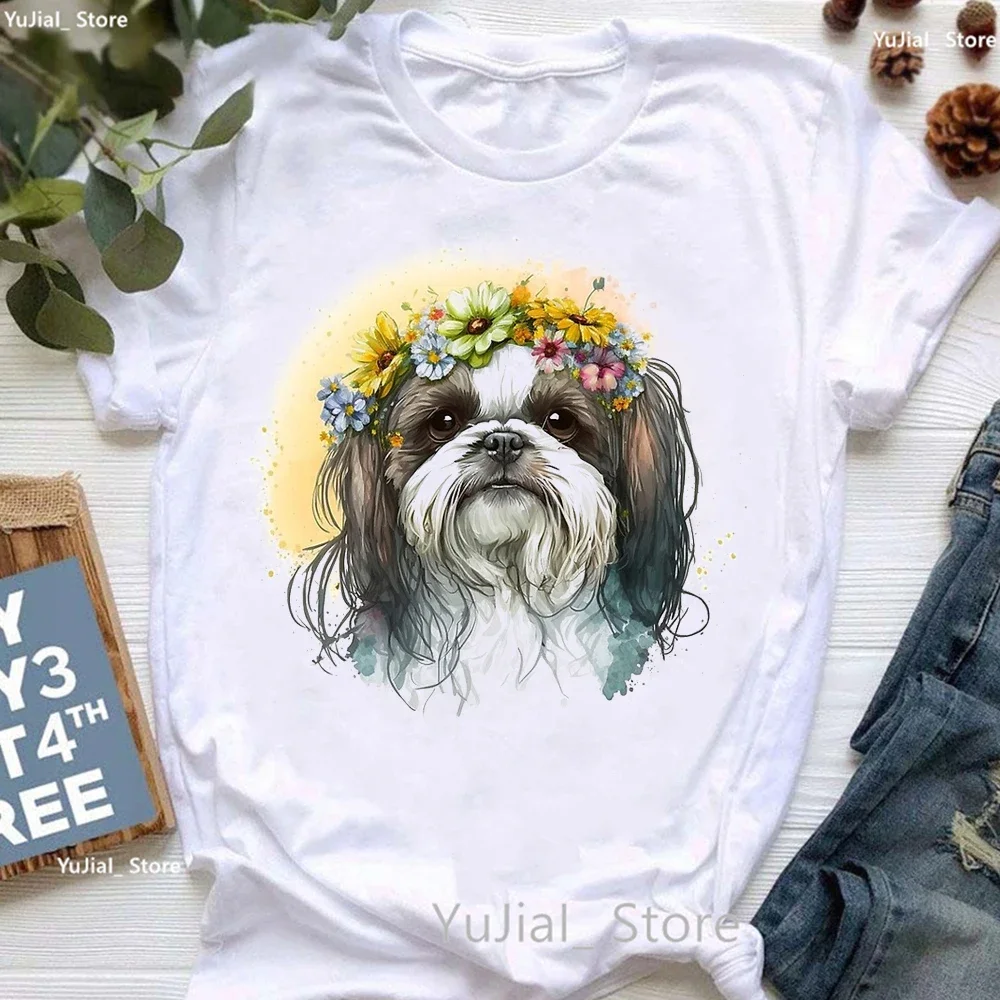 

Beautiful Shih Tzu Animal Print Tshirt For Girls Harajuku Kawaii Dog Lover T Shirt Women Summer Short Sleeve Tops Tee Shirt