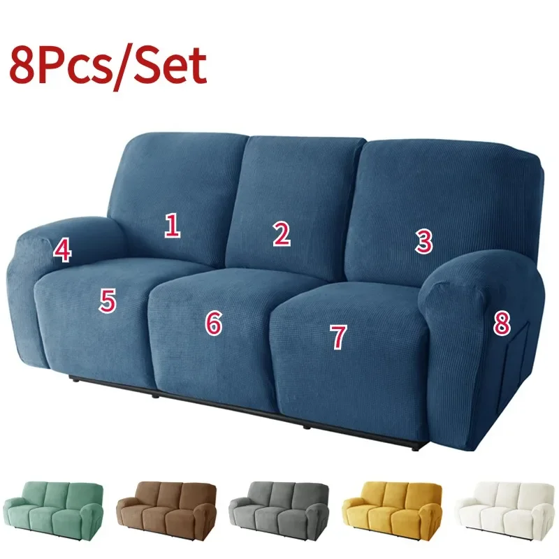 3 Seater Polar Fleece Recliner Sofa Cover for Living Room Chair Covers Stretch Spandex Armchair Slipcovers Protector