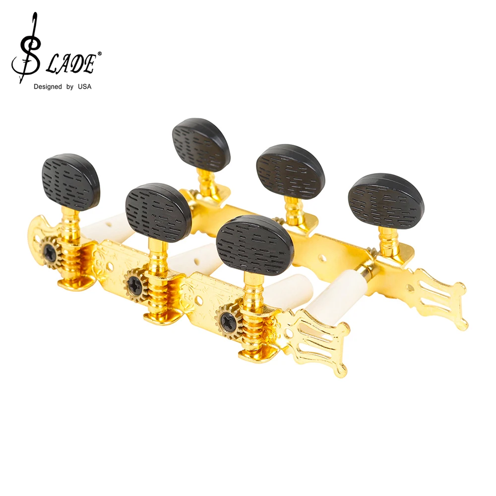 2 Pcs Classical Guitar String Tuning Pegs Gold Metal Open Machine Heads Tuners Guitar Stringed Instrument Parts & Accessories