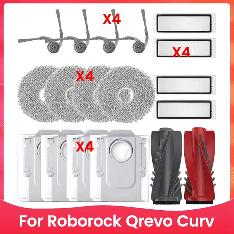 

A15Q-For Roborock Qrevo Curv Robot Vacuum Cleaner Replacement Parts Main Side Brush Hepa Filters Mop Cloth Dust Bags