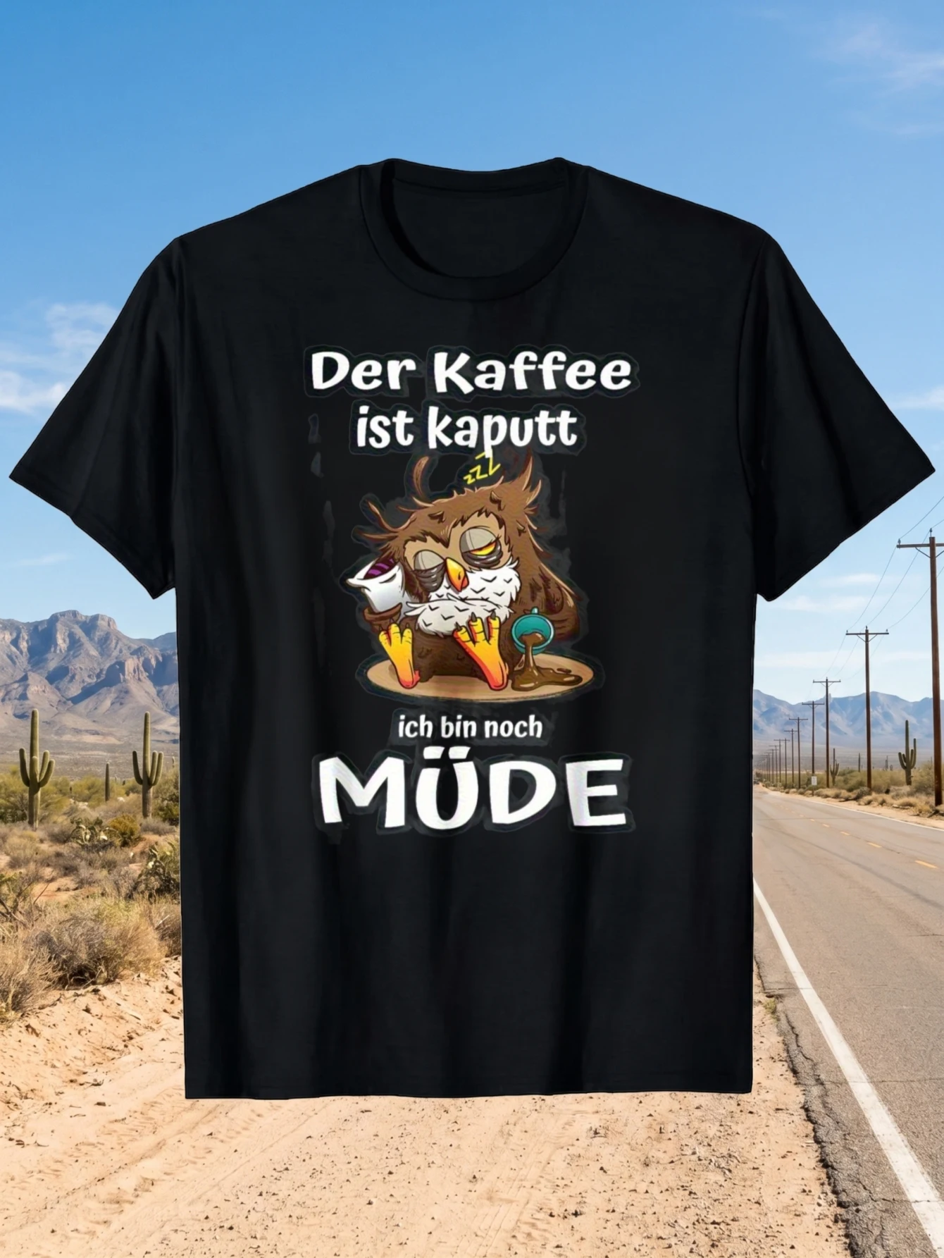 1 Stück 100% Baumwolle 'The Coffee Is Broken Mude' O-Ausschnitt Kurzarm T-Shirt mit Aufdruck, Übergröße, Bequeme Freizeitkleidung, Maschinenwaschbar