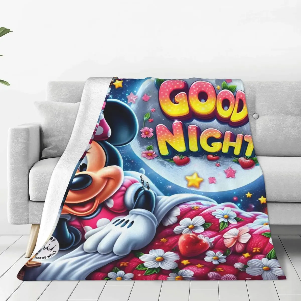 Warm Soft Blanket Travel Office Animated Movie Mickey, Minnie Throw Blanket Flannel Bedspread For Outdoor Print Sofa Bed Cover