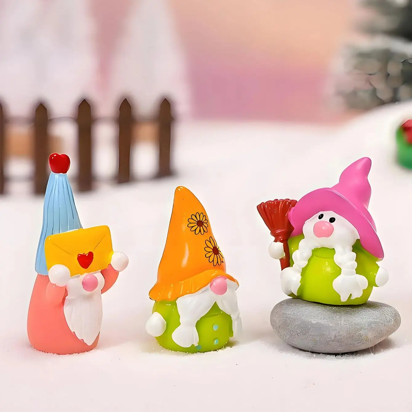 Juego de Mini figuritas de gnomos de resina, adornos navideños para decoración de árbol de Navidad, regalo de vacaciones de jardín de hadas DIY, 8 Uds.