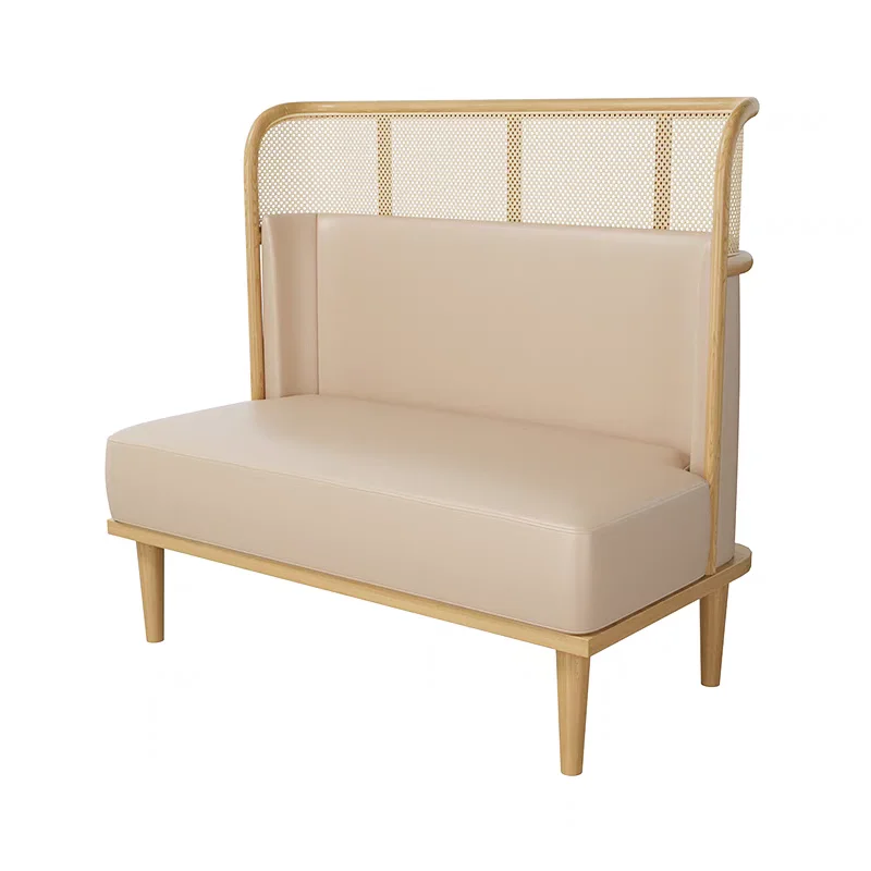 

Light luxury U-shaped restaurant booth seat coffee shop white leather sofa and chairs