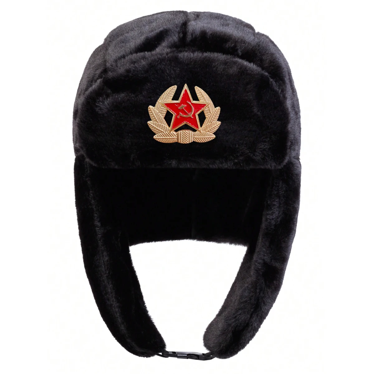 Unisex Lei Feng Mütze mit fünfzackigem Stern-Label, Wintermütze mit Ohrenklappe, warme Skimütze, Bombermütze für Outdoor-Aktivitäten im Schnee – Detail 3