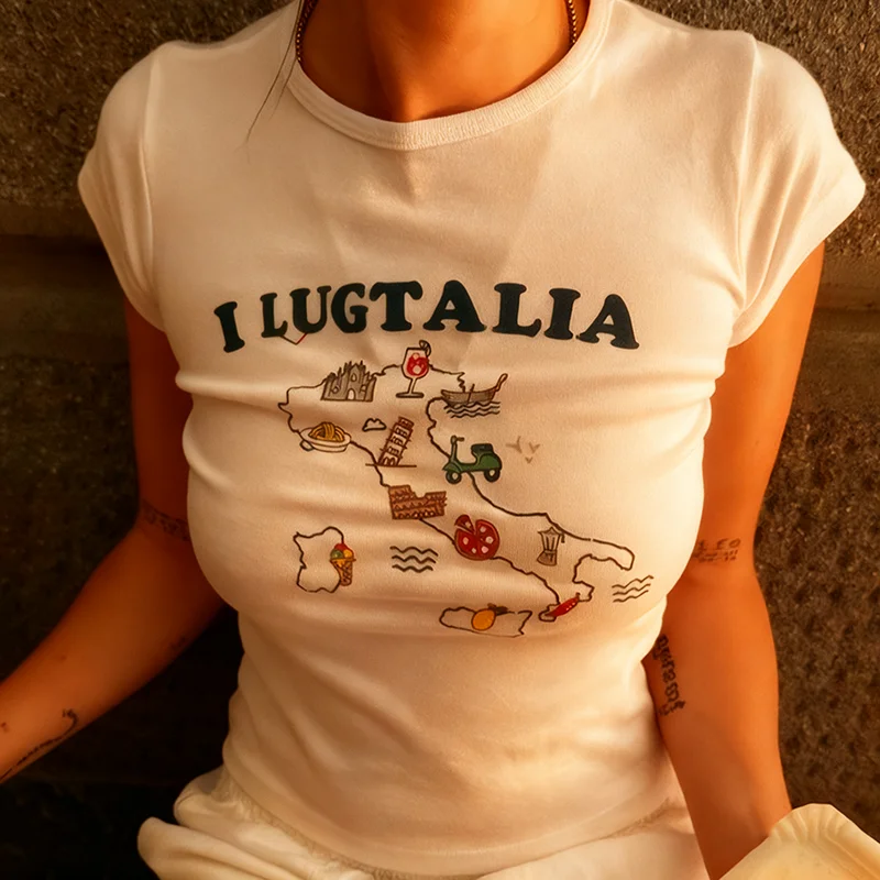 

Women's cotton short-sleeved round neck casual printed minimalist T-shirt