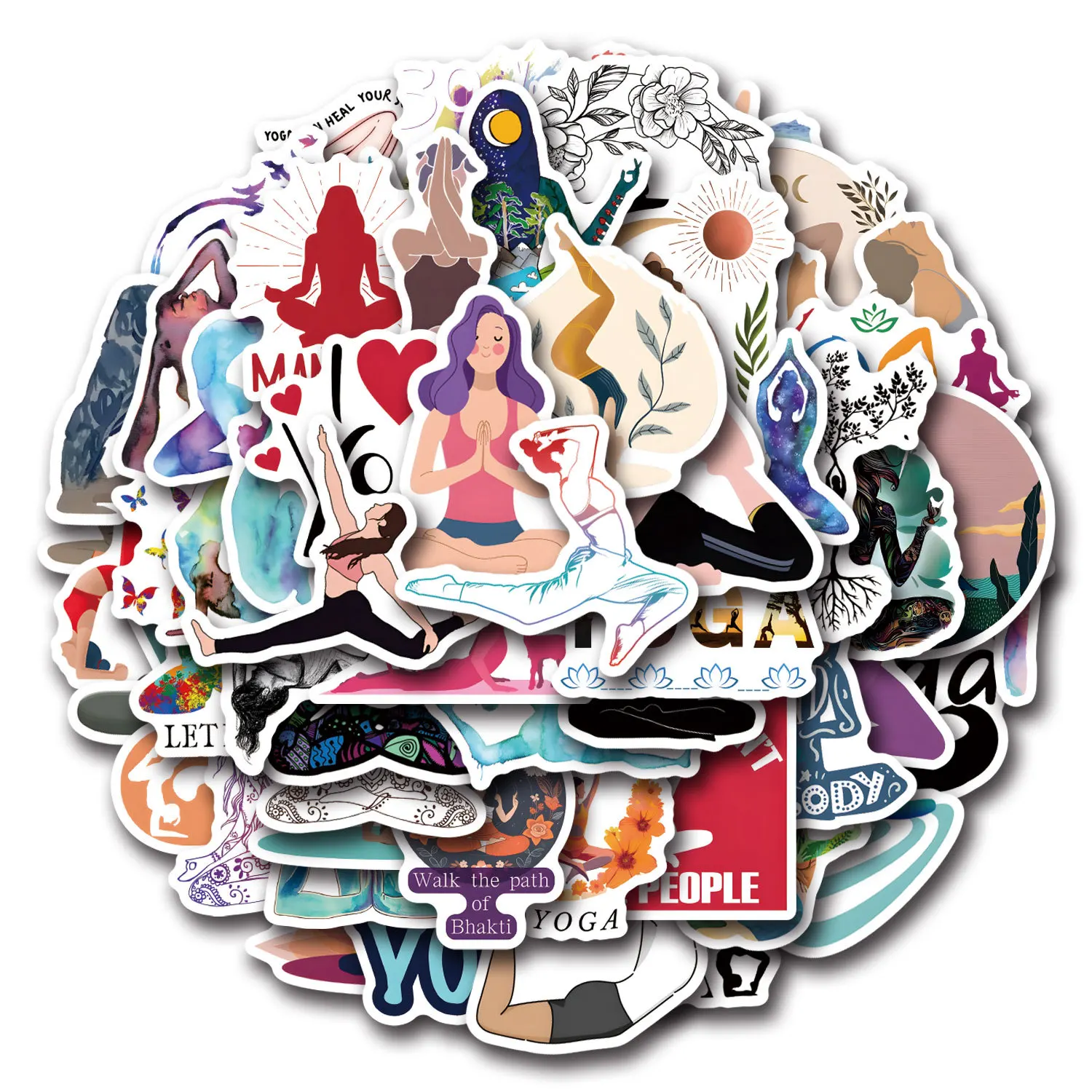 

55/110PCS Sports and Fitness Yoga Stickers Cartoon Graffiti Decoration Creative Decorative Water Cup Pencil Box Scrapbook Desk