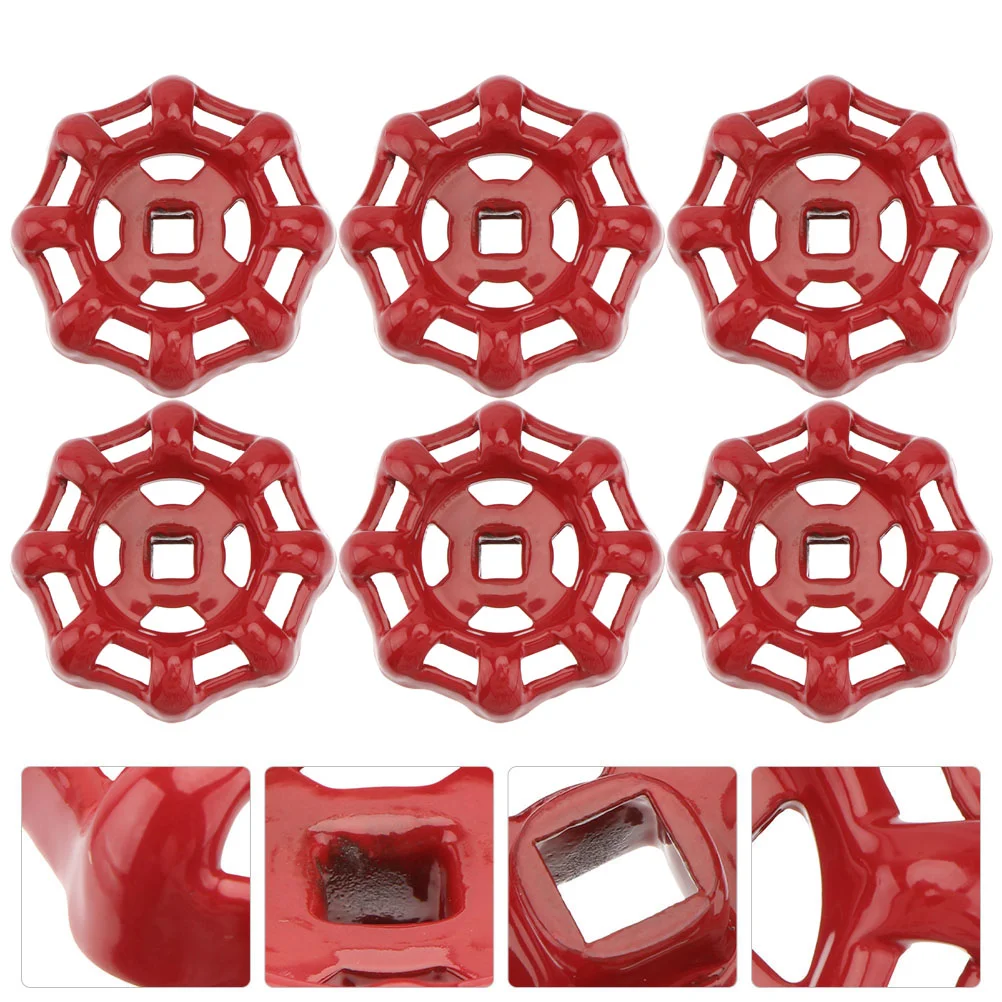 

6 Pcs Gate Valve Handle outside Water Spicket Decorative Wheel Shutoff Fitting Cast Iron Broach