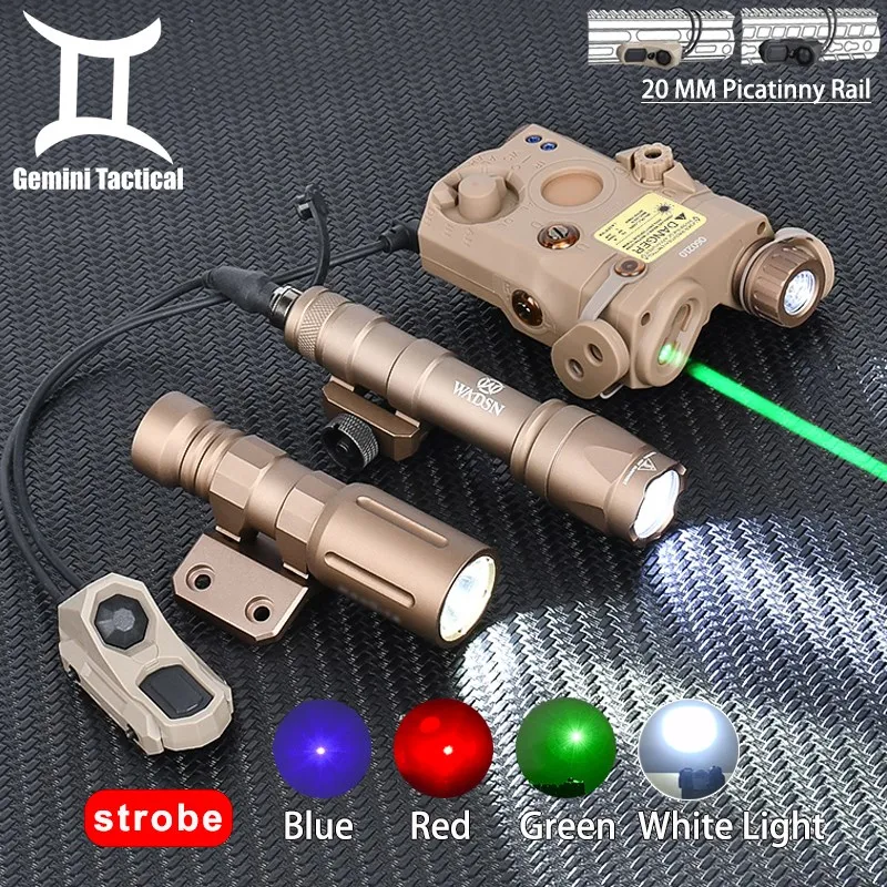 

Tactical PEQ LA5B Red Blue Green Dot Laser Set PLHv2 Scout Light PEQ15 Hunting White LED Flashlight UNAxon Button Switch