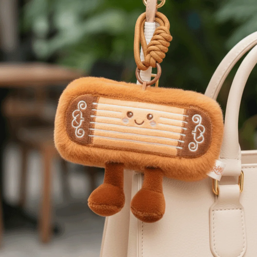 Simpatico portachiavi con strumento simulato Kawaii morbido ciondolo con cetra cinese farcito ciondolo Guzheng cartone animato regalo di Natale