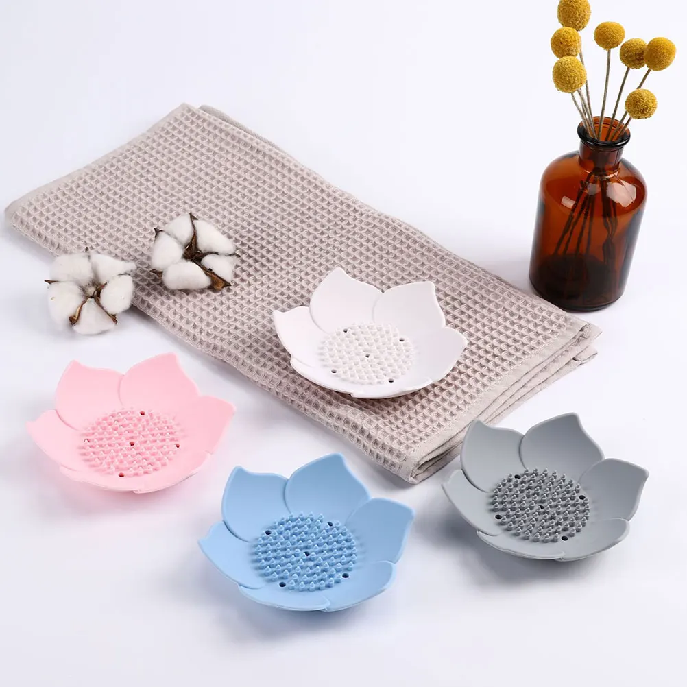 

2Pcs Soap Tray High Quality Silicone Draining Holder for Bathroom Kitchen Shower Cleaner Soap Storage Box